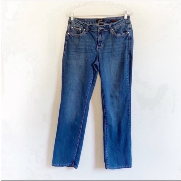 Earl Jeans Denim - Earl straight leg embellished blue jeans Y2K button flap pockets